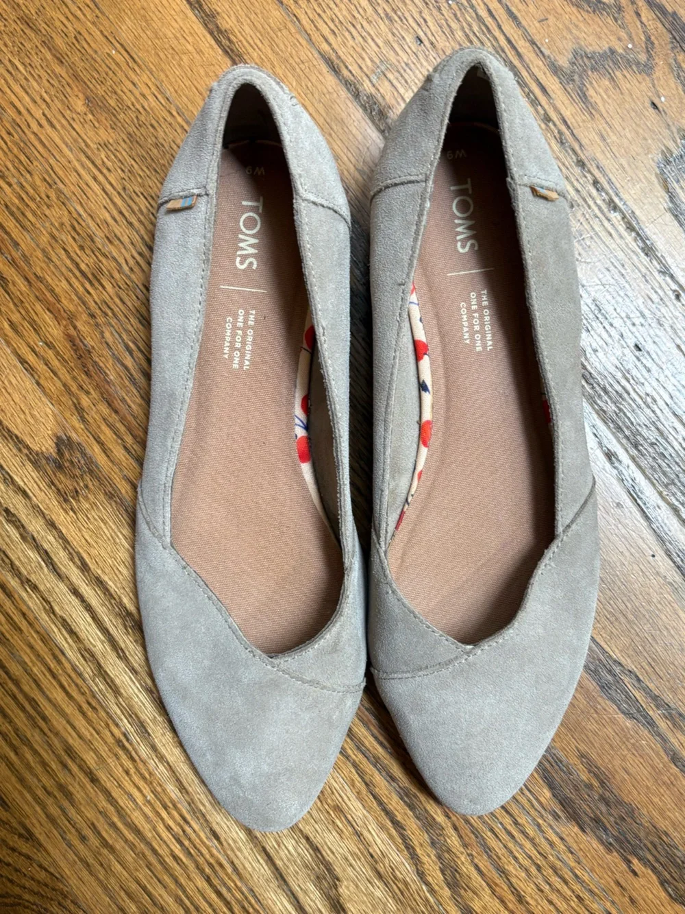 TOMS Women's Taupe Suede Pointed Ballet Flats